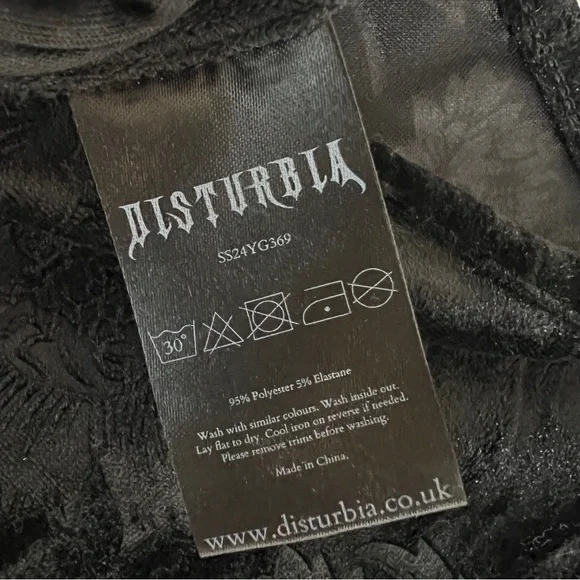 Disturbia Black Velour Floral Embossed Spaghetti Strap Maxi Slip Gown NWOT - Picture 13 of 14